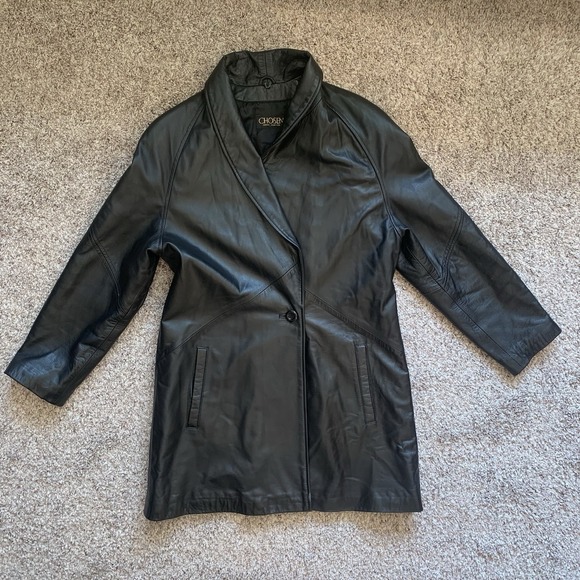 Chosen by Tuchuzy Jackets & Blazers - Faux Leather Blazer Jacket Women's XS Black Shoulder Pads Buttons